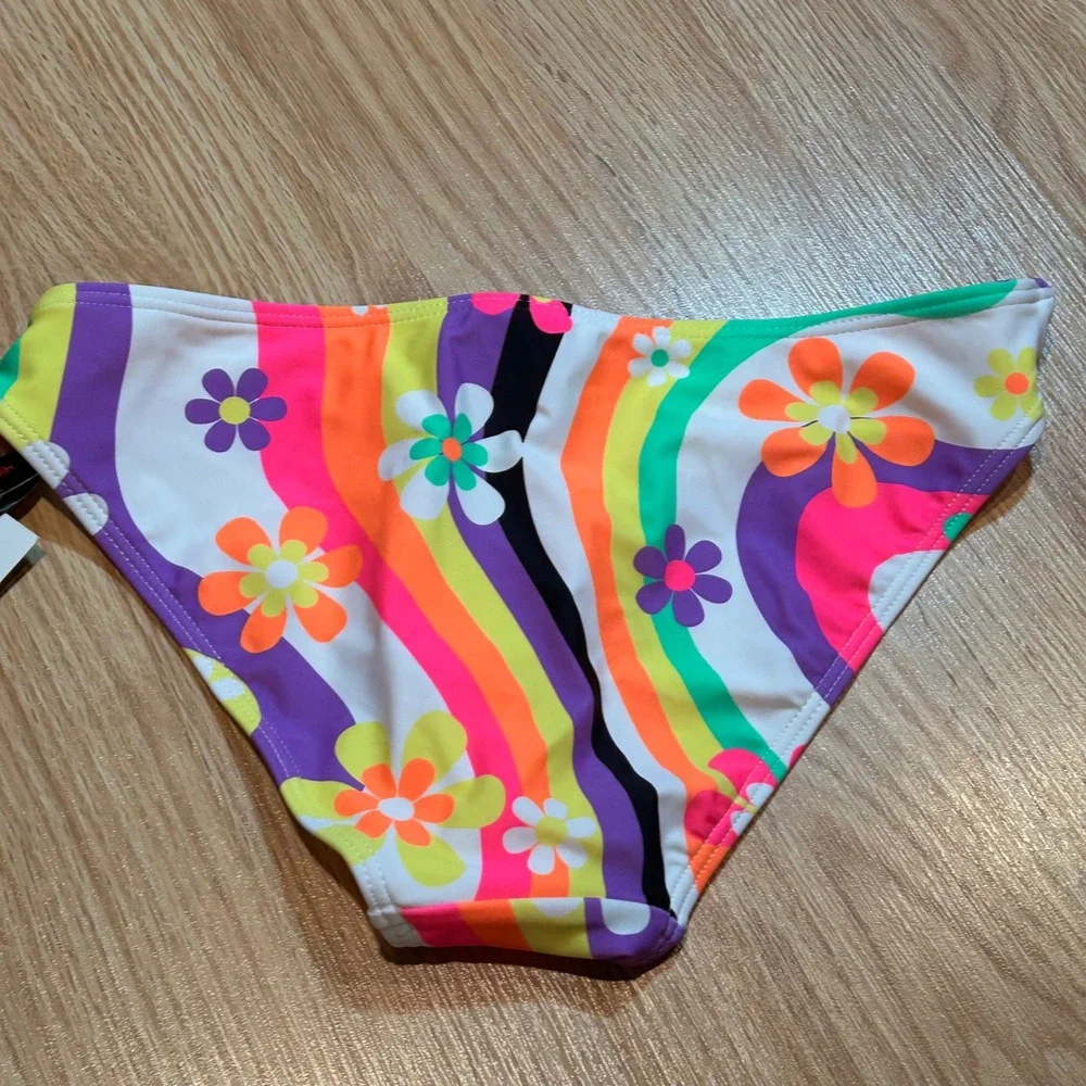 No Boundaries Womens Swimsuit Bottoms High Leg Floral Retro‎ Small S